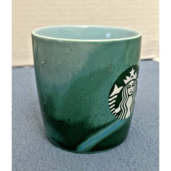 Starbucks Christmas 2024 Blue/Green 11 fl oz Mug w/Red Handle & Green Logo - Picture 3 of 10